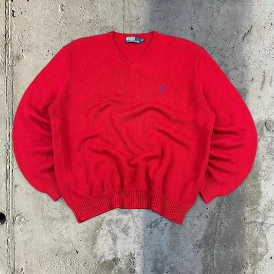 Polo Ralph Lauren 90s chunky knit v neck jumper