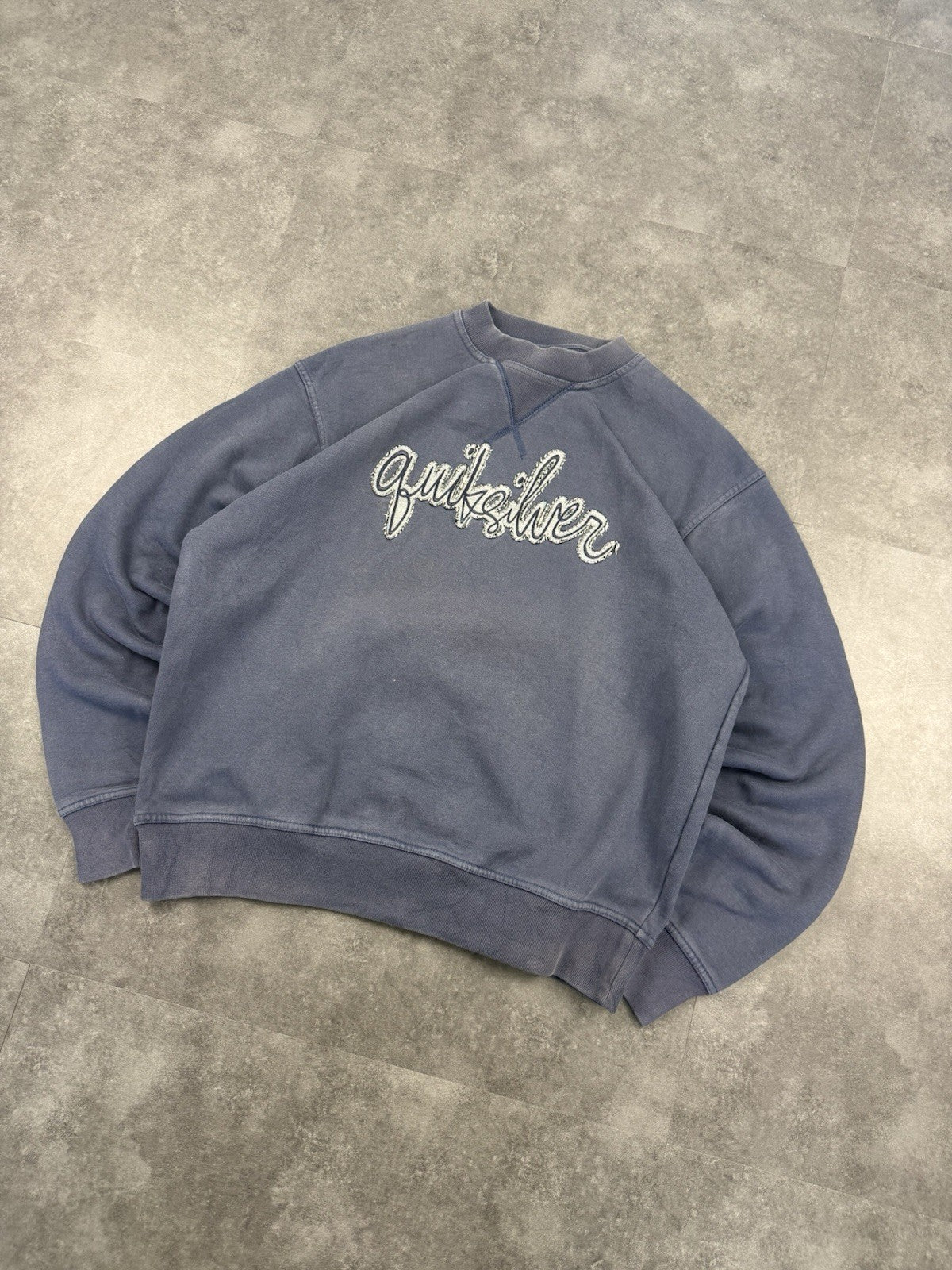 Vintage Quicksilver Sweatshirt 90s Y2k Surf Embroidered Logo Blue Size Large