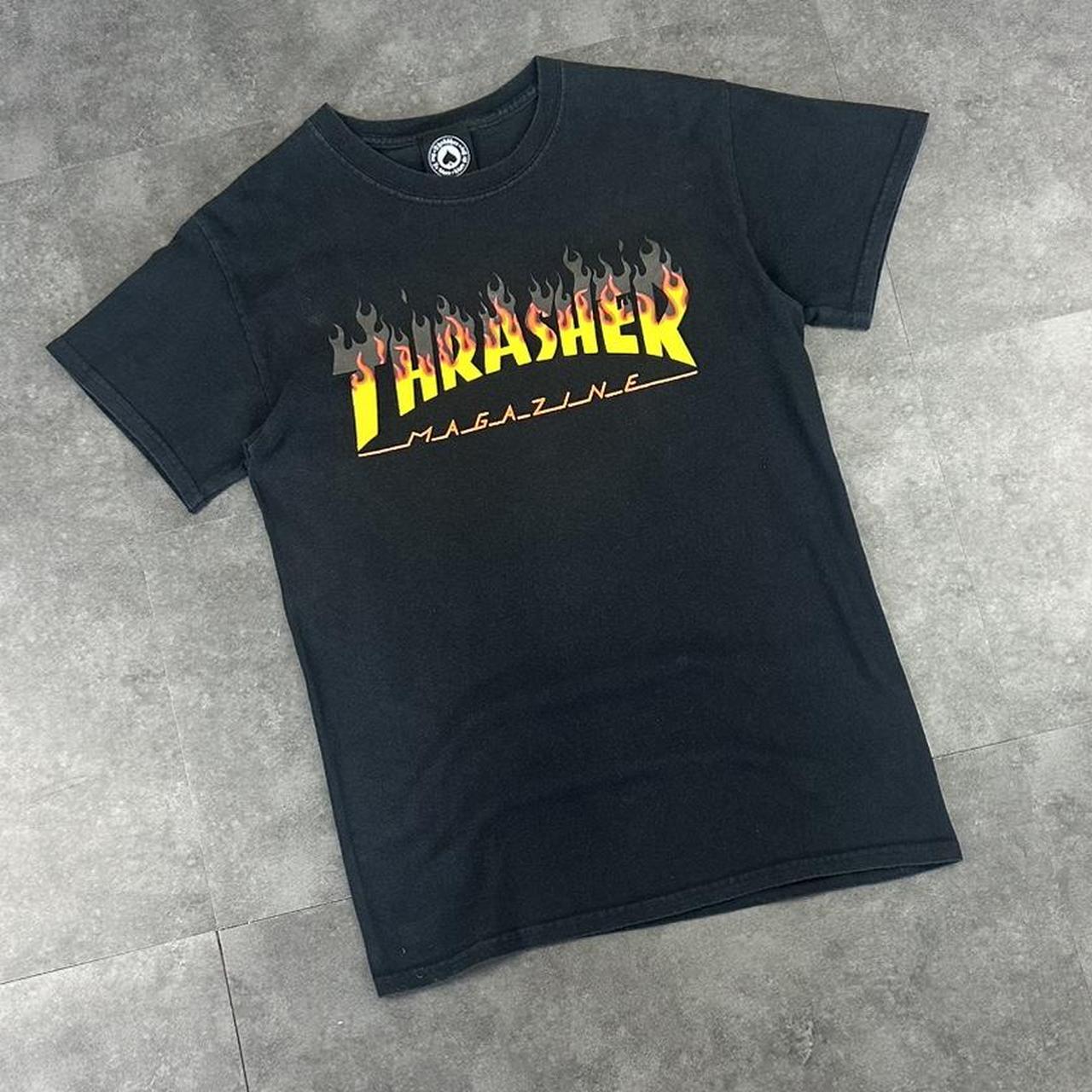 Thrasher T 2000s Print Flaming Logo design graphic T shirt