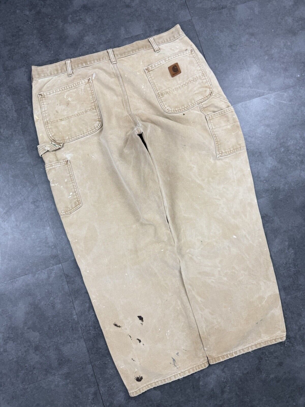 Vintage Carhartt Tan Brown Heavy Carpenter Baggy Trousers 38x30