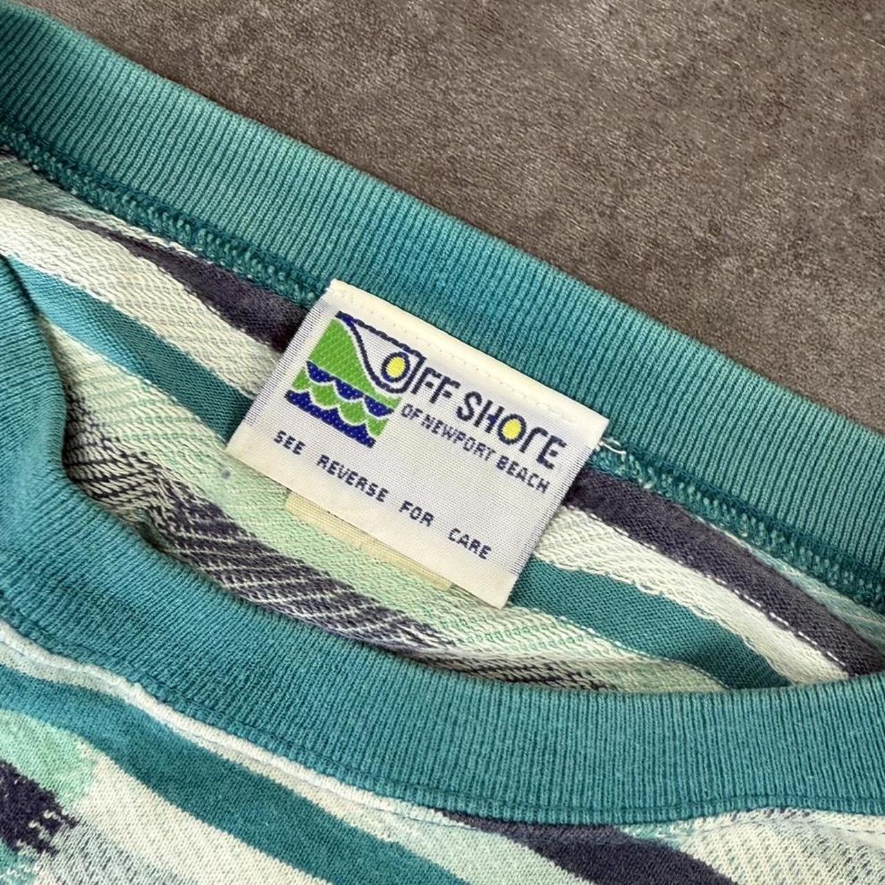 Off Shore Newport Beach surf 90s embroidered Logo stripe T shirt