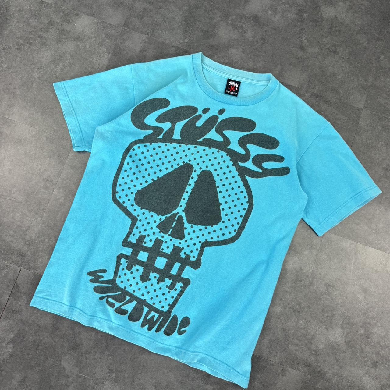 Stussy worldwide 2000s skull print Logo design graphic T shirt