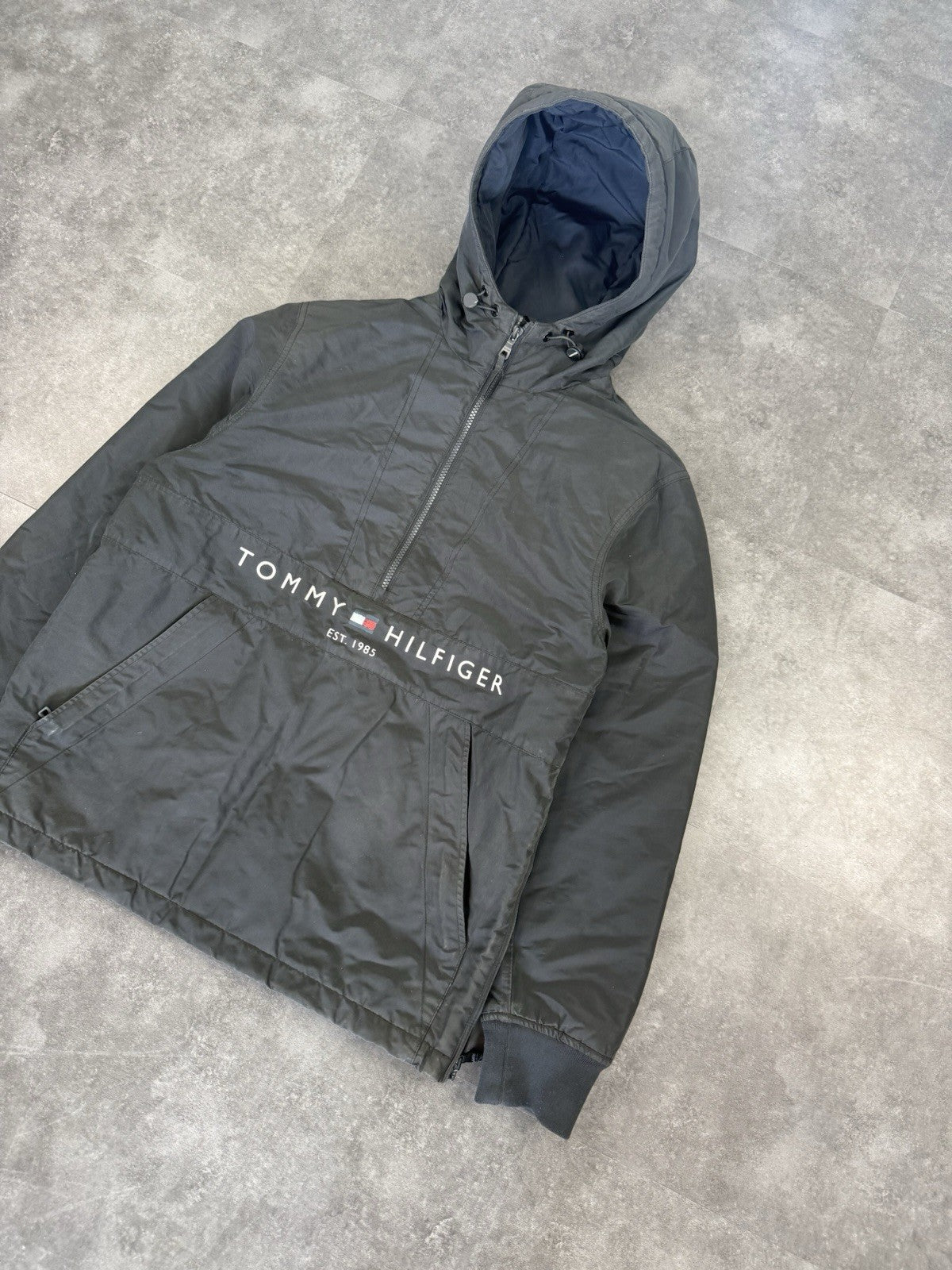 Tommy Hilfiger Padded Windbreaker Half Zip Water Resistant Hoodie Jacket
