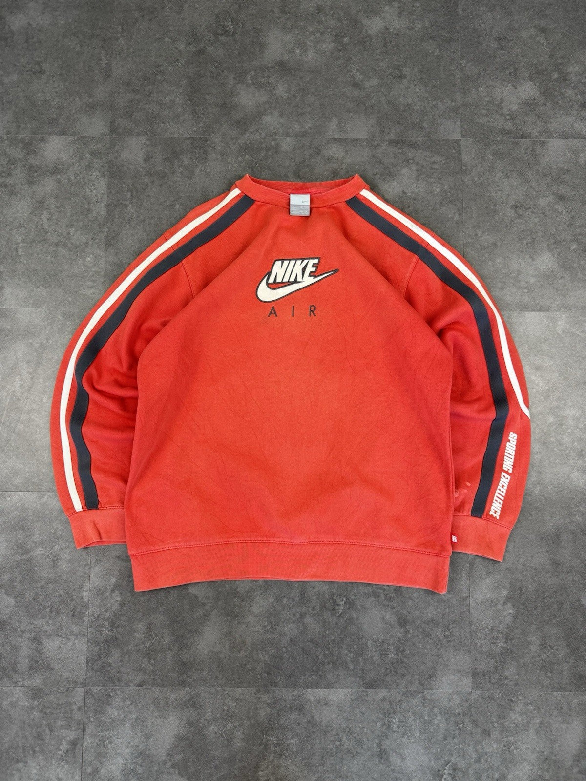 Nike Air Vintage Sweatshirt Red Centre Swoosh Retro 90s Pullover Men's M