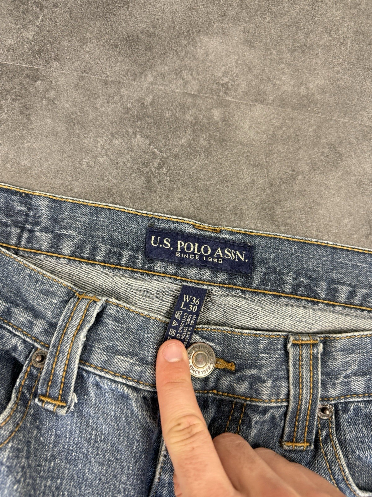 US Polo Assn Baggy Jeans Vintage 90s Cargo Carpenter Grunge HipHop Y2k W36 L30
