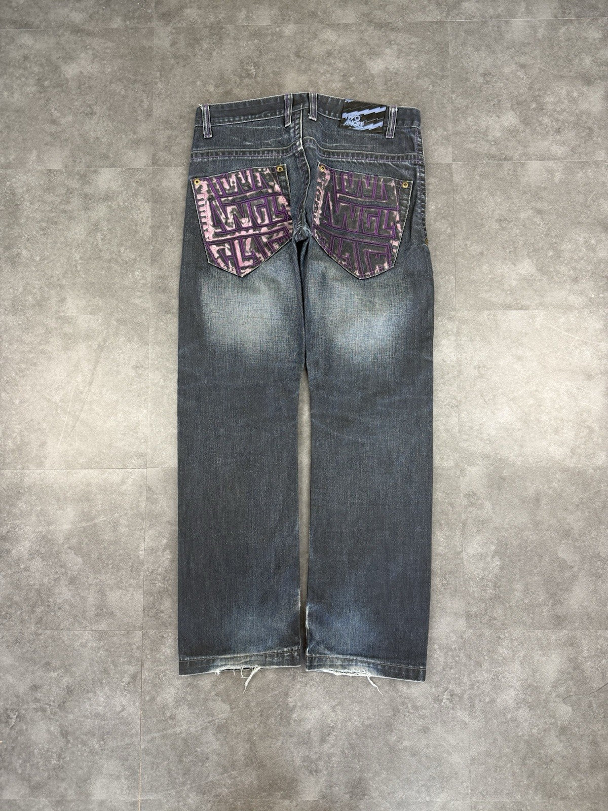 Two Angle 2000s Hip Hop Grunge Baggy Jeans 90s Y2K Vintage Skate Jeans 34W 33L