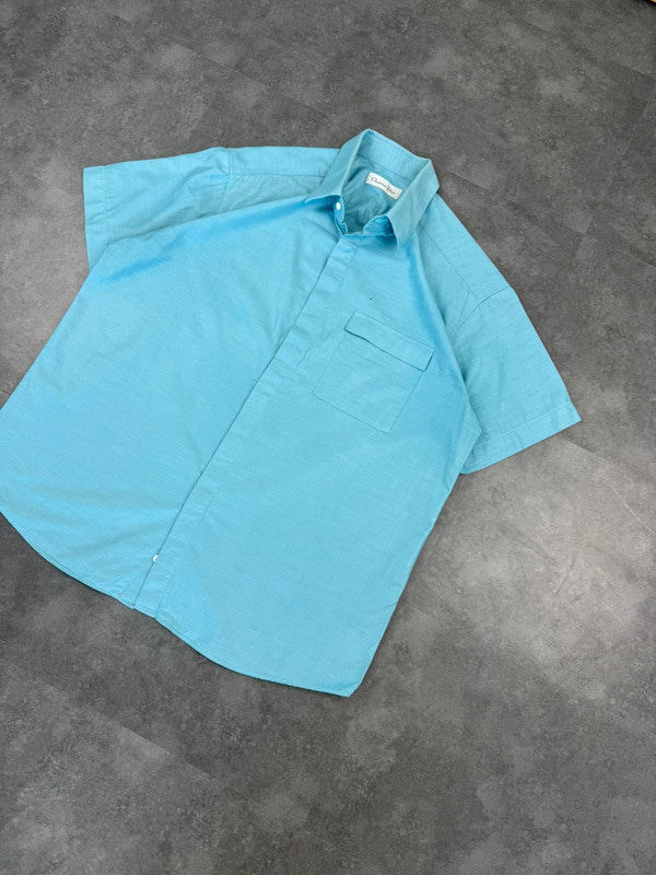 Christian Dior 90s Vintage Short Sleeve Shirt Light Blue