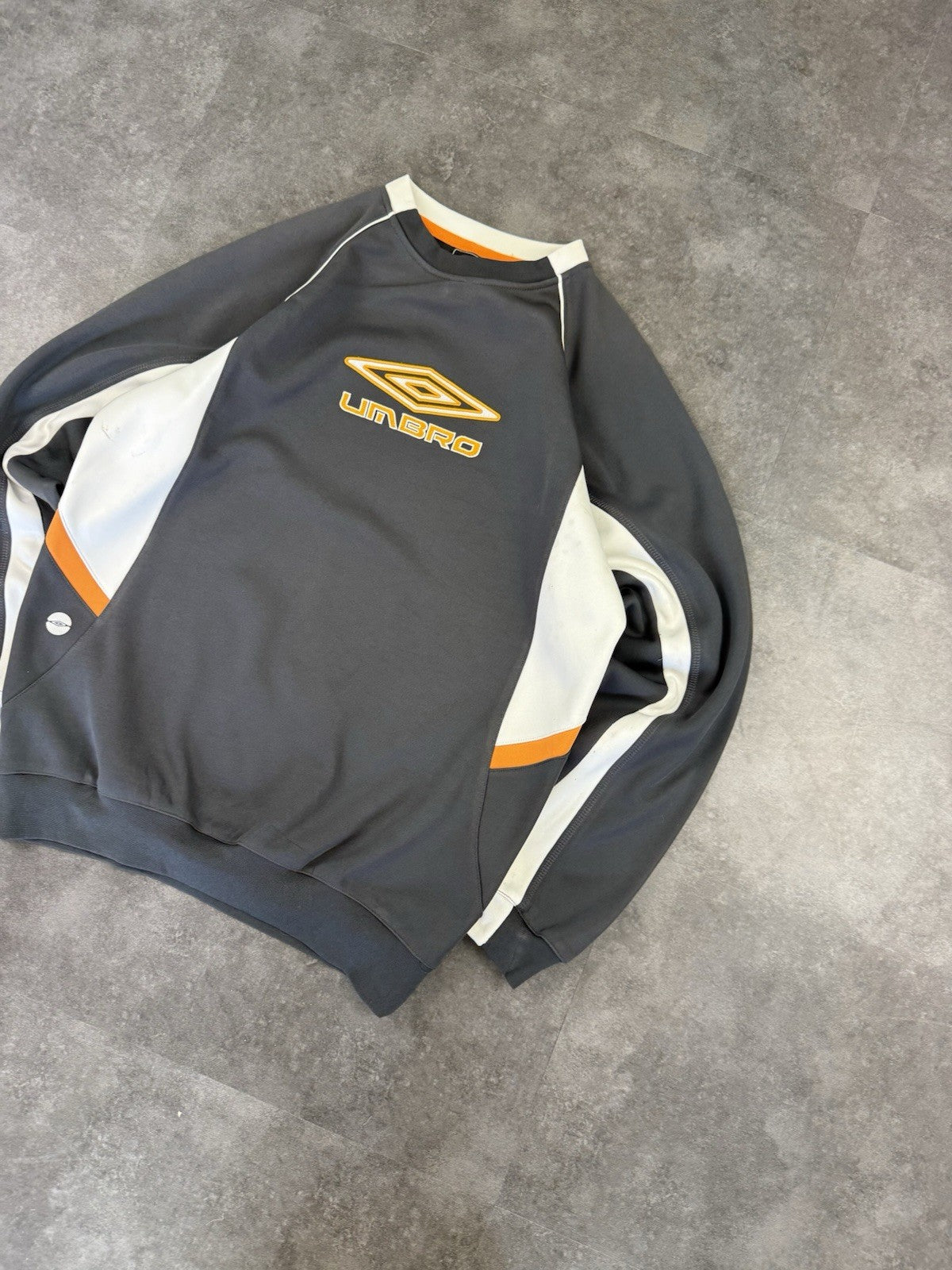 Umbro Vintage Spellout 2 Tone Training Sweatshirt 90s Sportswear Football Size S