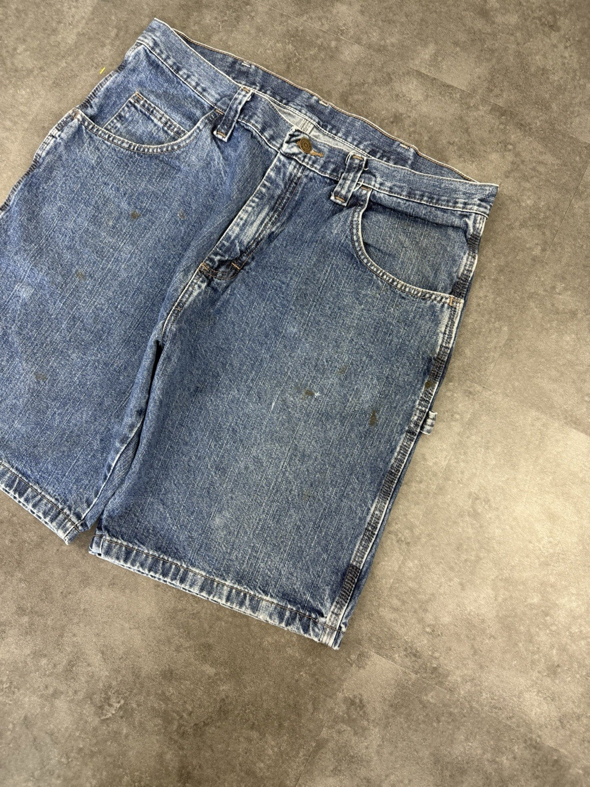 Wrangler Dungaree Vintage Baggy Carpenter 90s Y2K Denim Jorts Shorts Workwear 36