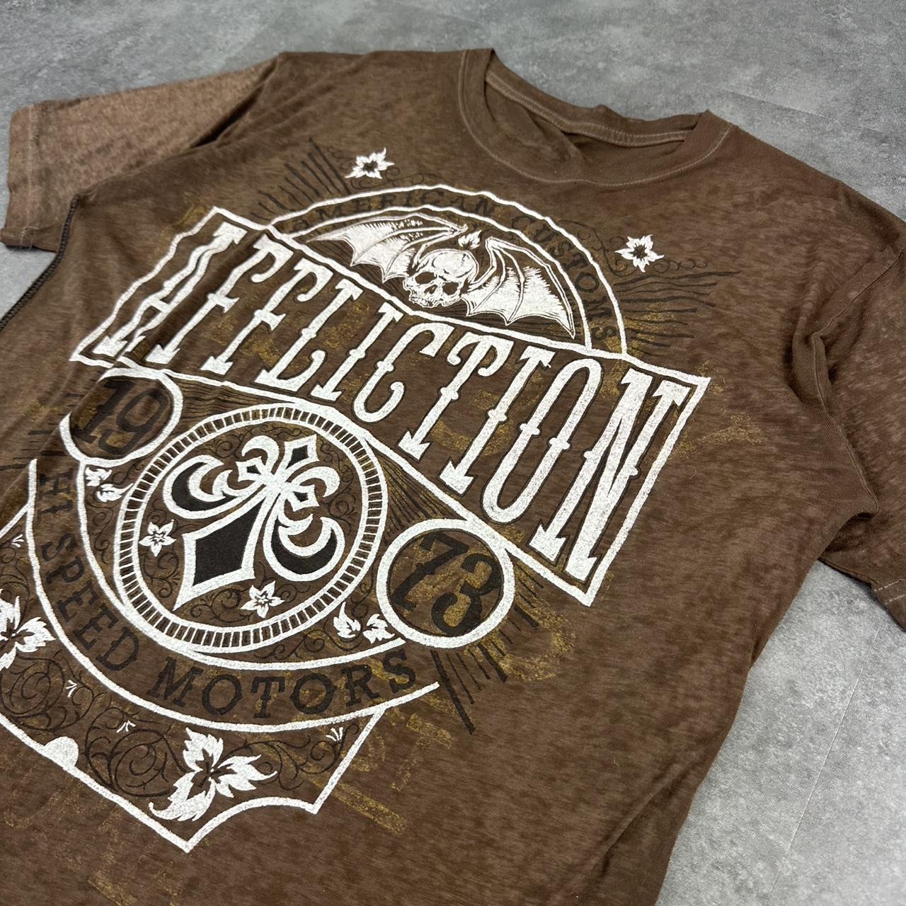 Affliction T 2000s Print Hi Speed Motors Tribal logo graphic T shirt