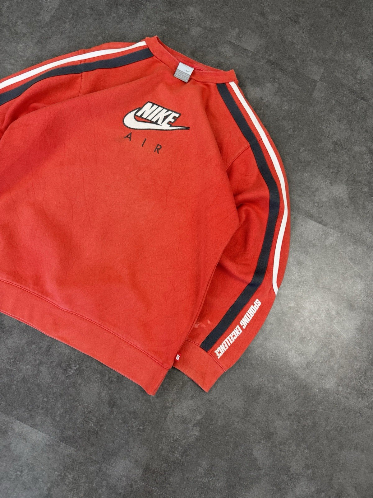 Nike Air Vintage Sweatshirt Red Centre Swoosh Retro 90s Pullover Men's M