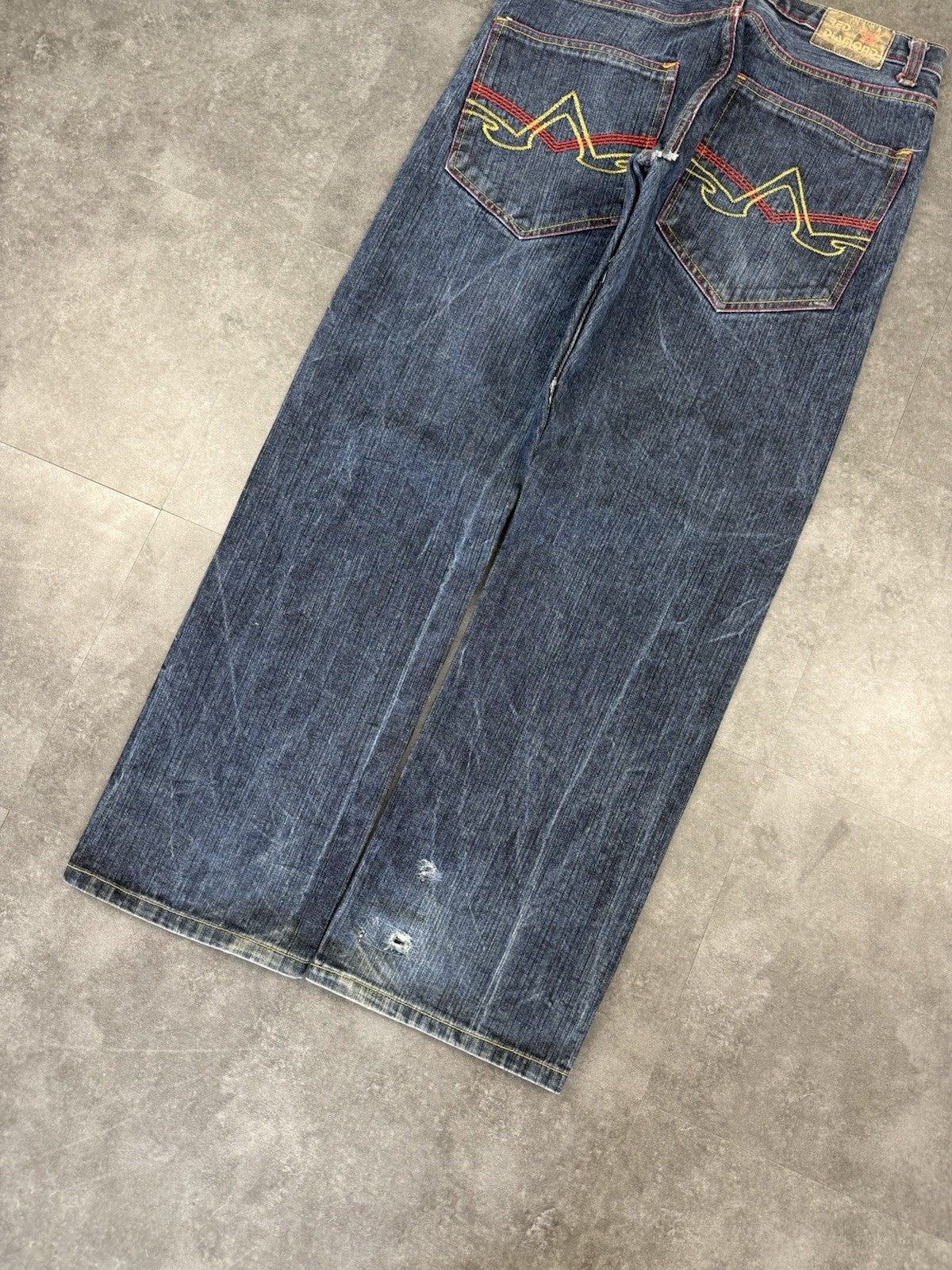 Red Diamond 2000s Hip Hop Grunge Baggy Jeans 90s Y2K Vintage Skate Jeans 36W 32L