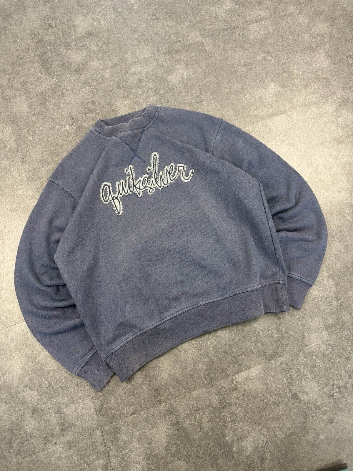 Vintage Quicksilver Sweatshirt 90s Y2k Surf Embroidered Logo Blue Size Large
