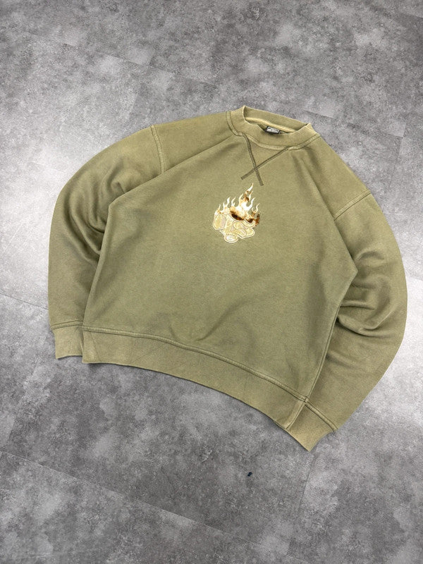 Quiksilver 2000s Embroidered Spellout Sweatshirt Old English Surf Skate Grunge Print