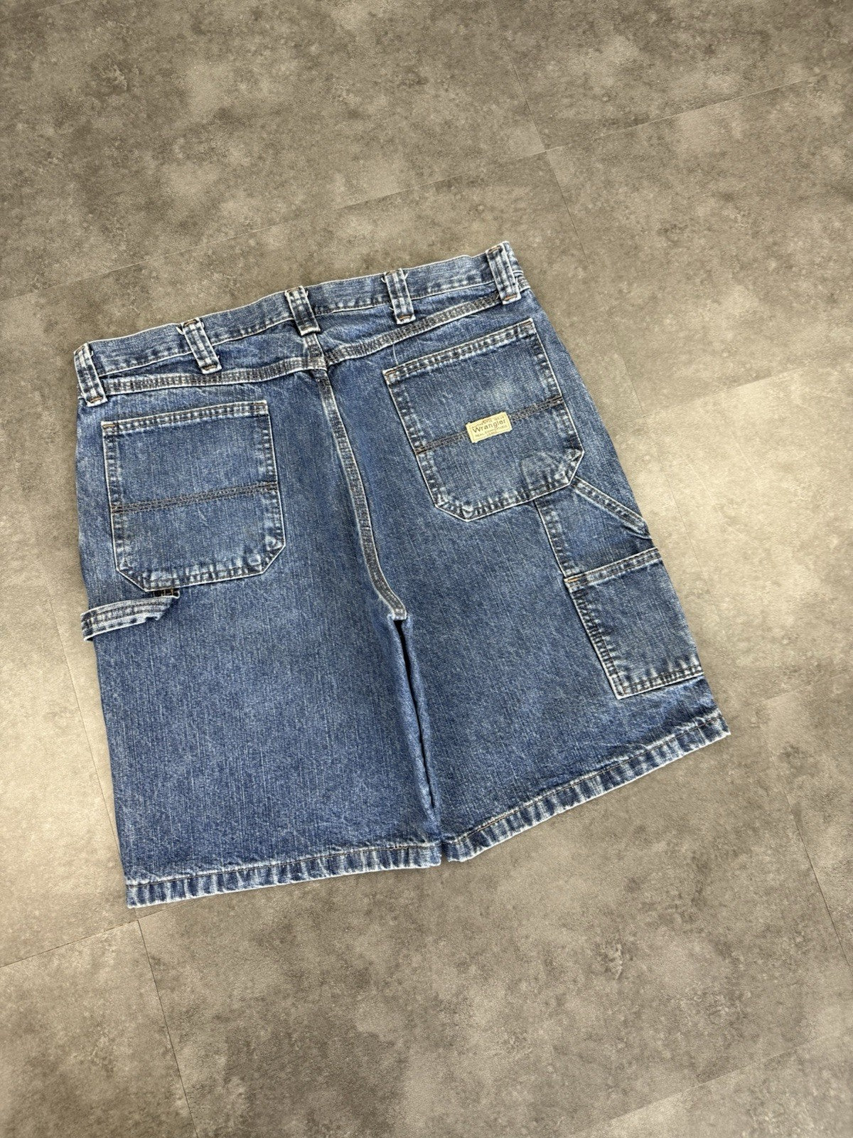 Wrangler Dungaree Vintage Baggy Carpenter 90s Y2K Denim Jorts Shorts Workwear 36