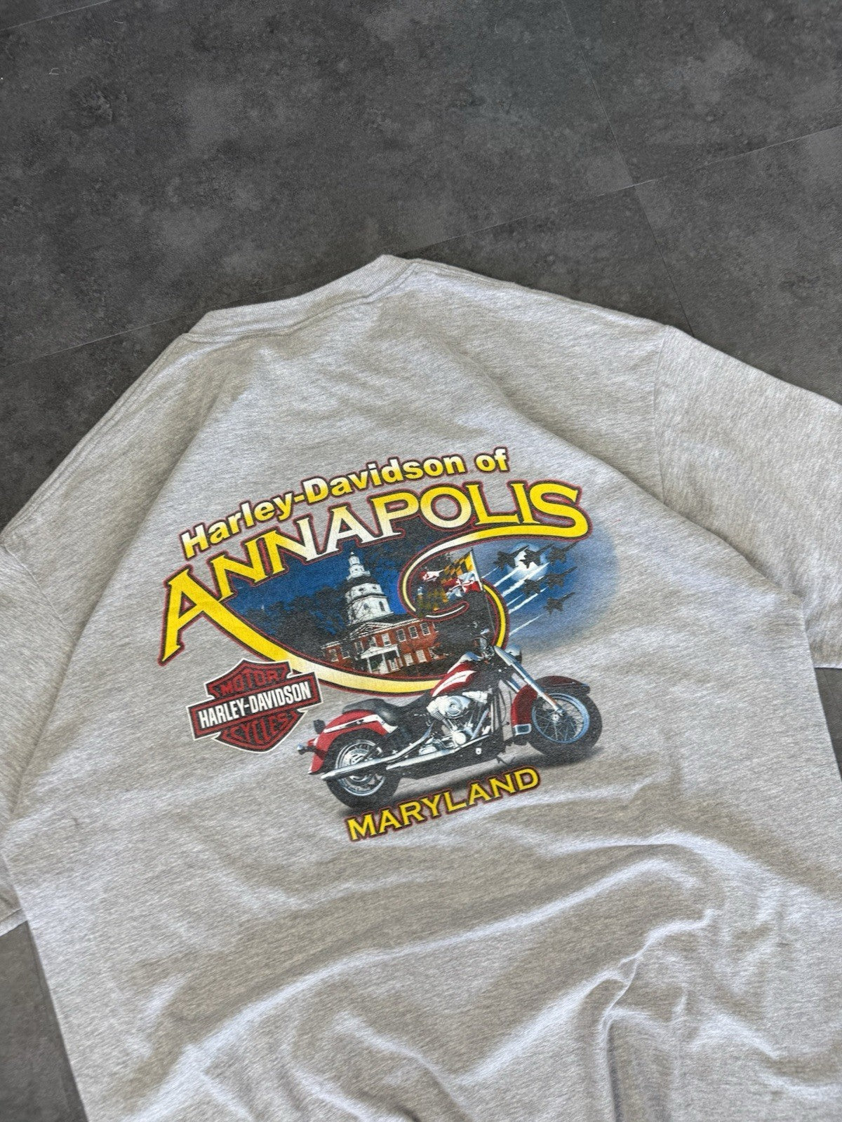 Harley Davidson Vintage T Shirt Mens XL Y2k 90s Biker Annapolis Maryland