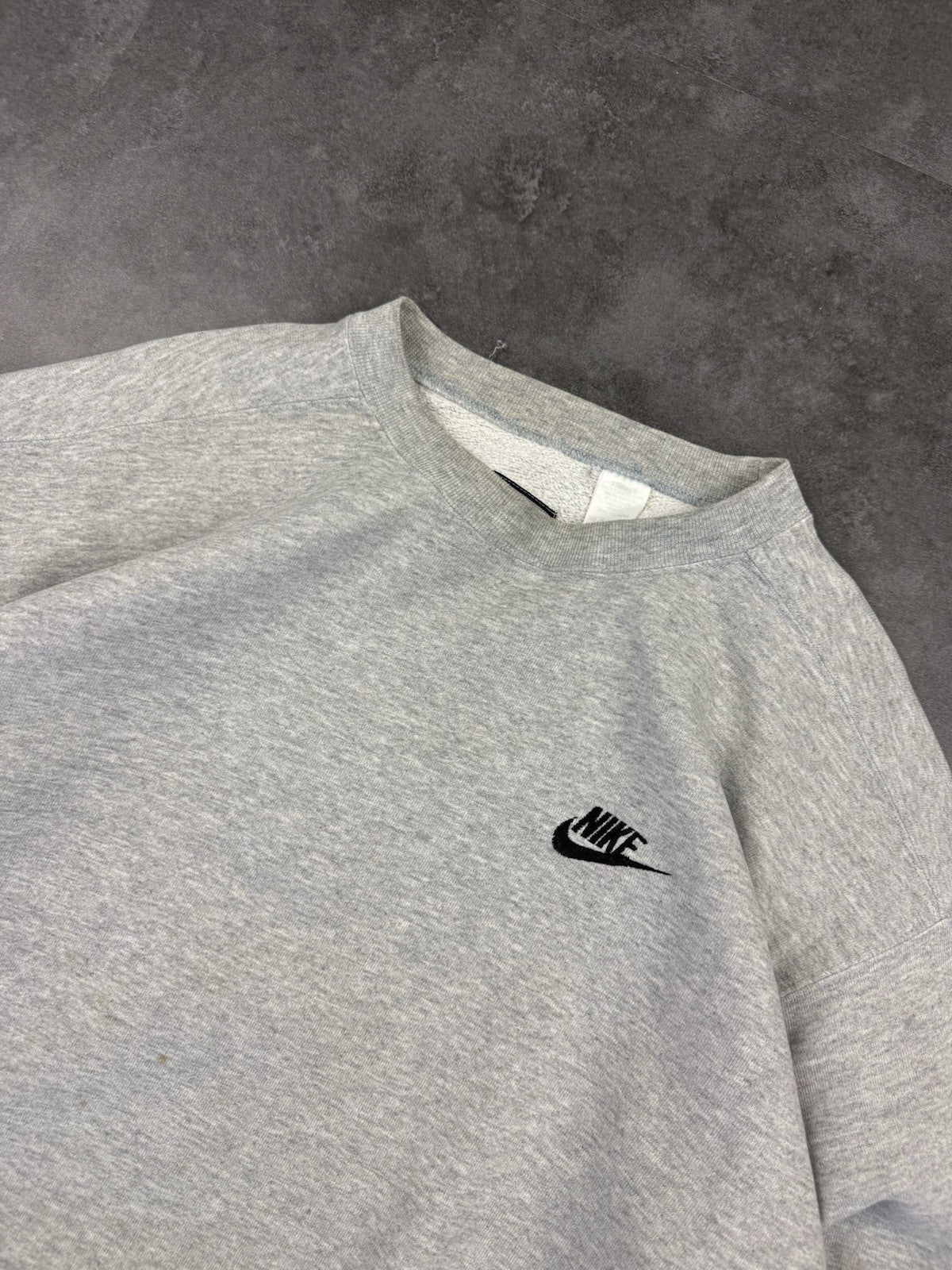 Vintage Nike Sweatshirt Embroidered Logo Grey Tab Y2k 90s Size M