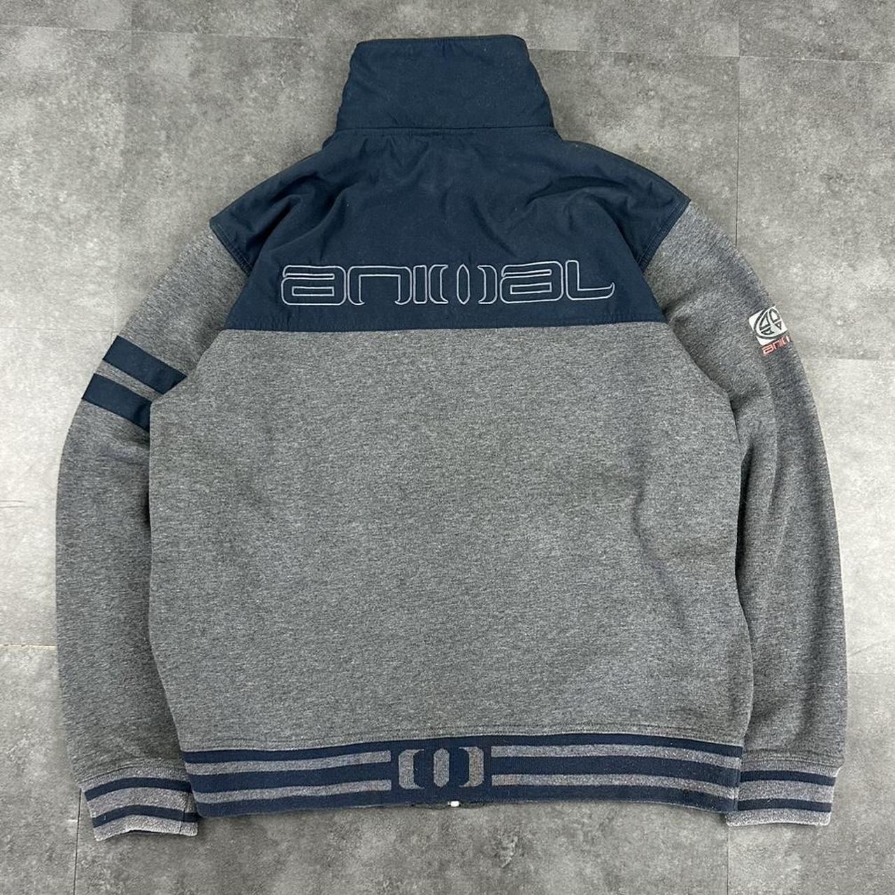 Animal 2000s vintage Spellout embroidered full zip up Sweatshirt