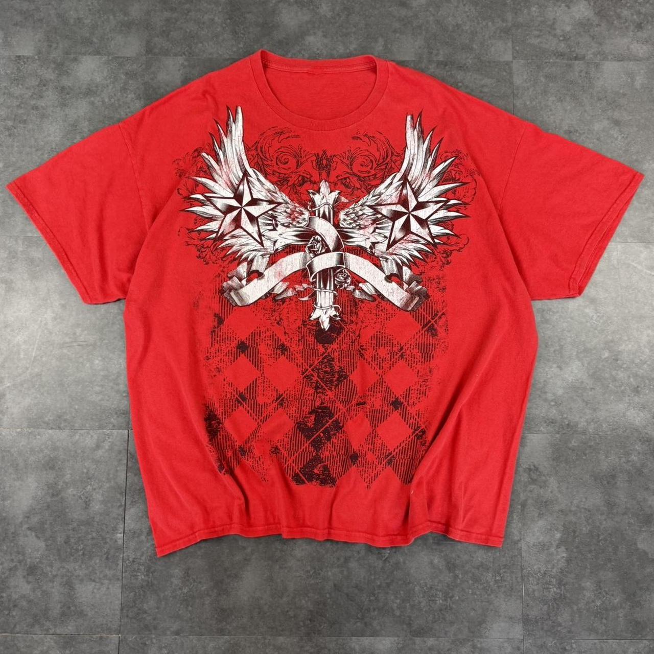 Affliction style 2000s grunge gothic Print Logo graphic T shirt