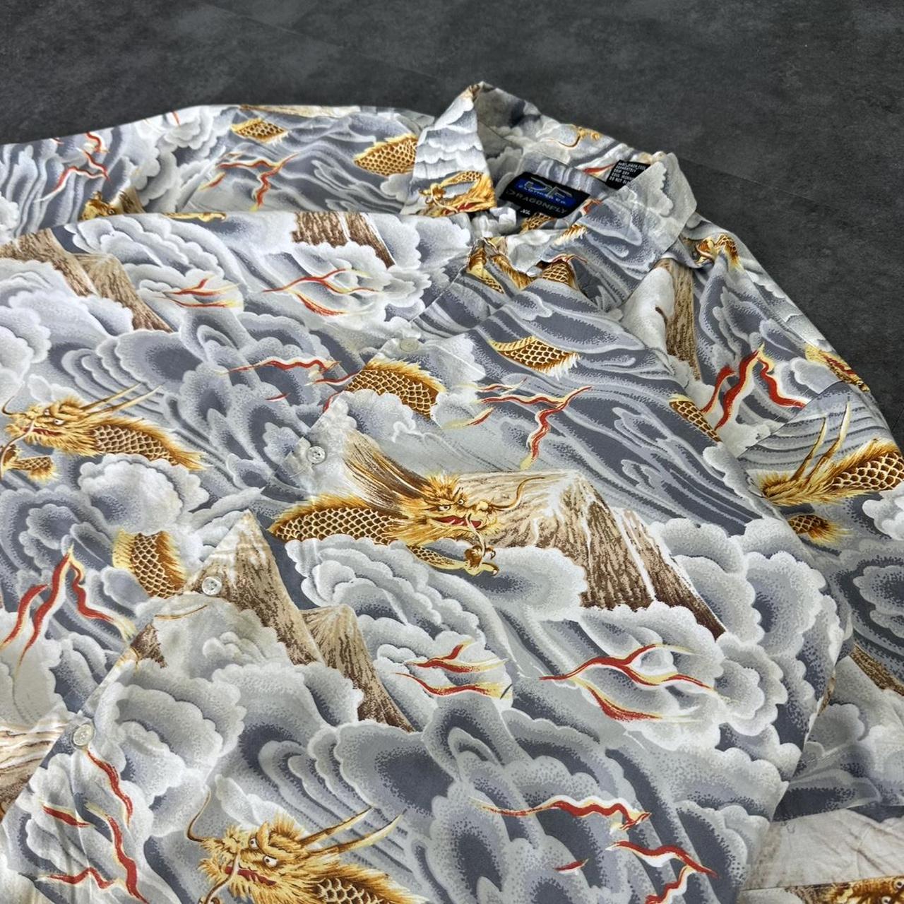 Dragonfly 2000s vintage 90s Y2K lightweight Summer racing button down bowling Shirt