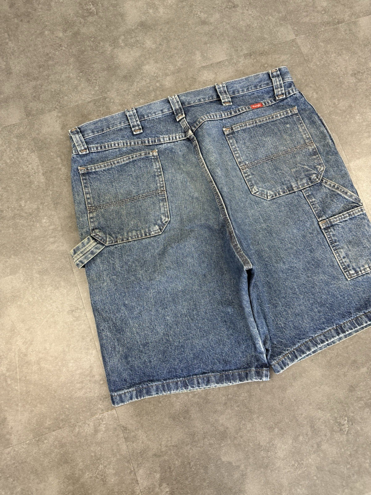 Wrangler Dungaree Vintage Baggy Carpenter 90s Y2K Denim Jorts Shorts Workwear 36