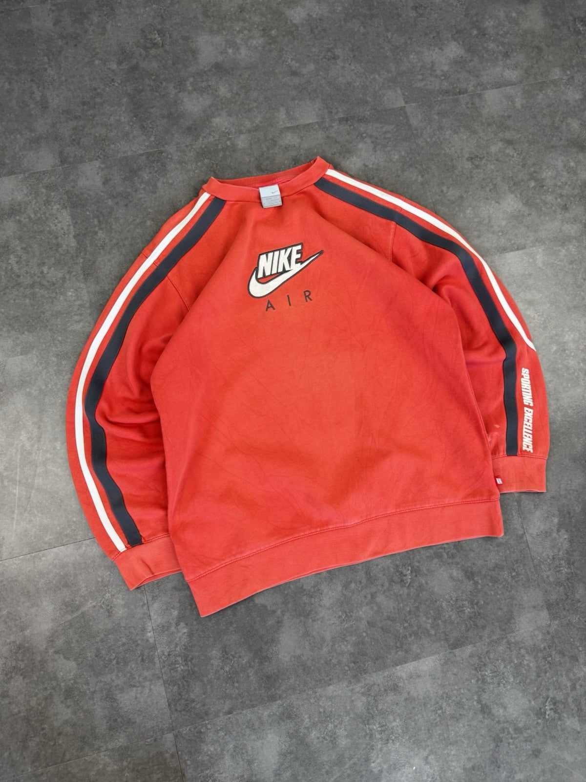 Nike Air Vintage Sweatshirt Red Centre Swoosh Retro 90s Pullover Men's M