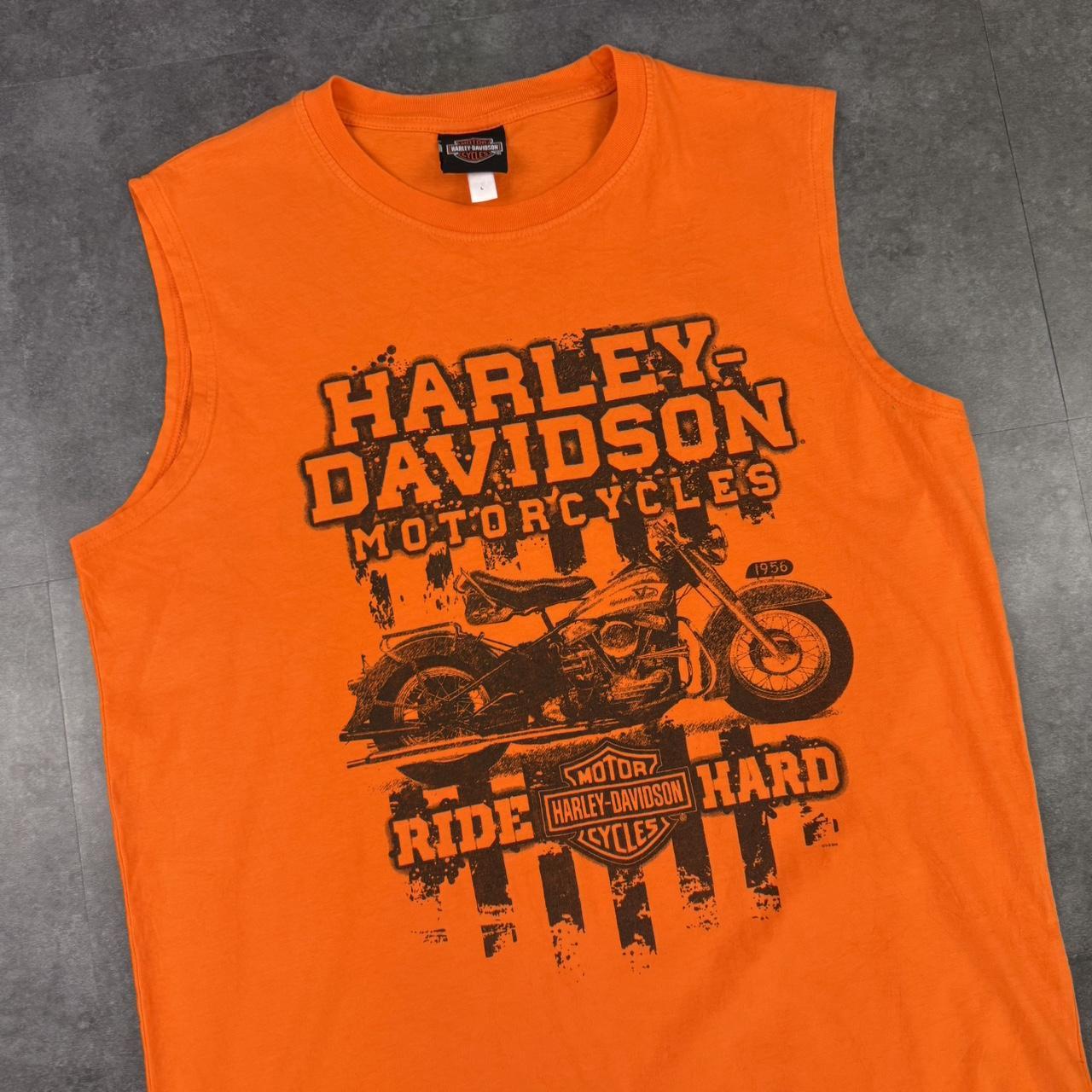 Harley Davidson 2000s biker motorcycle logo Spellout graphic sleeveless vest T shirt