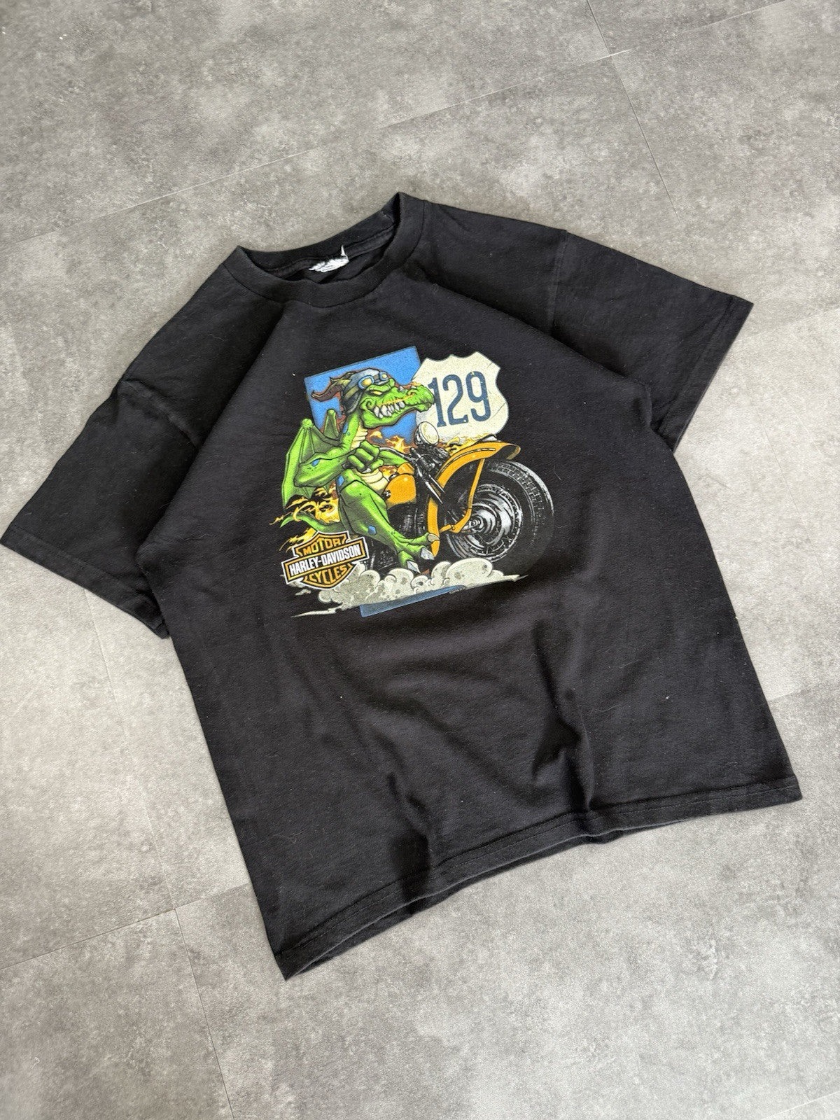 Vintage Harley Davidson T Shirt 90s Baby T Womens Dragon Biker Graphic Size S