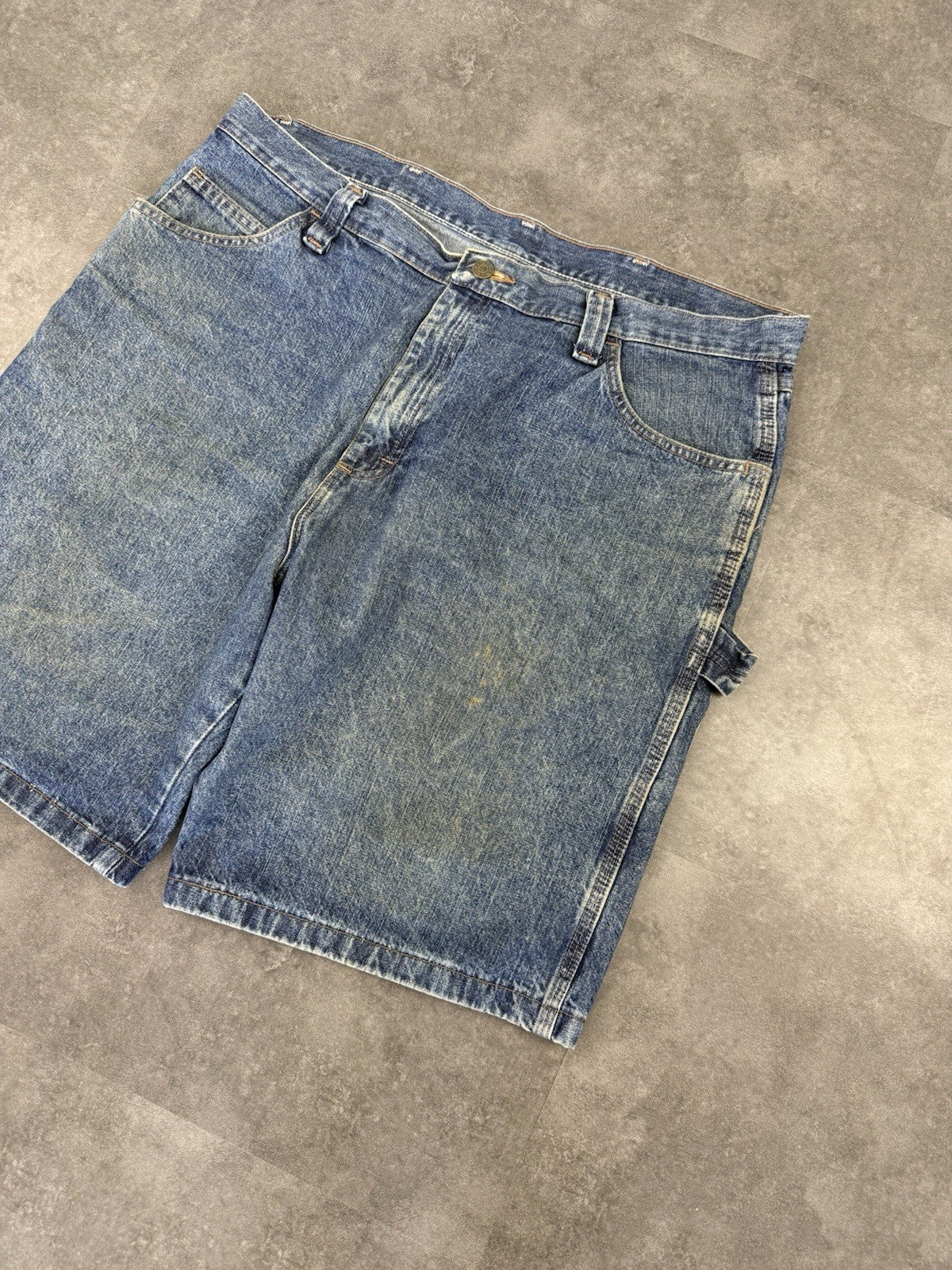 Wrangler Dungaree Vintage Baggy Carpenter 90s Y2K Denim Jorts Shorts Workwear 36