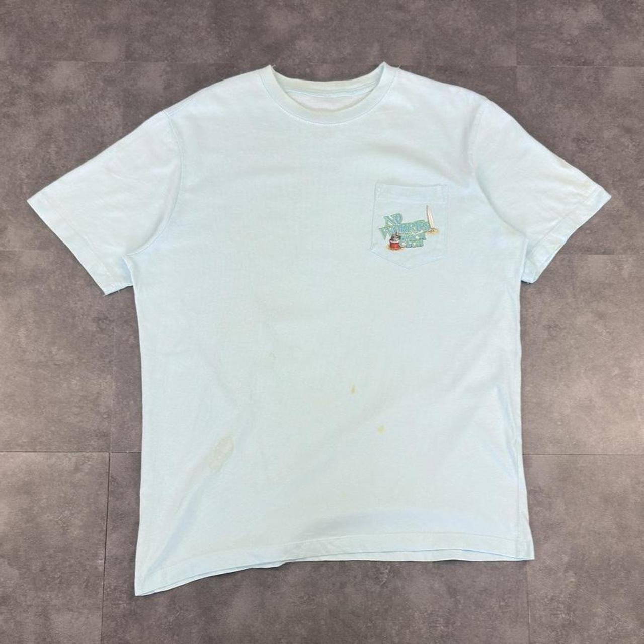 No Worries Beach Club T 2000s Y2K logo print design