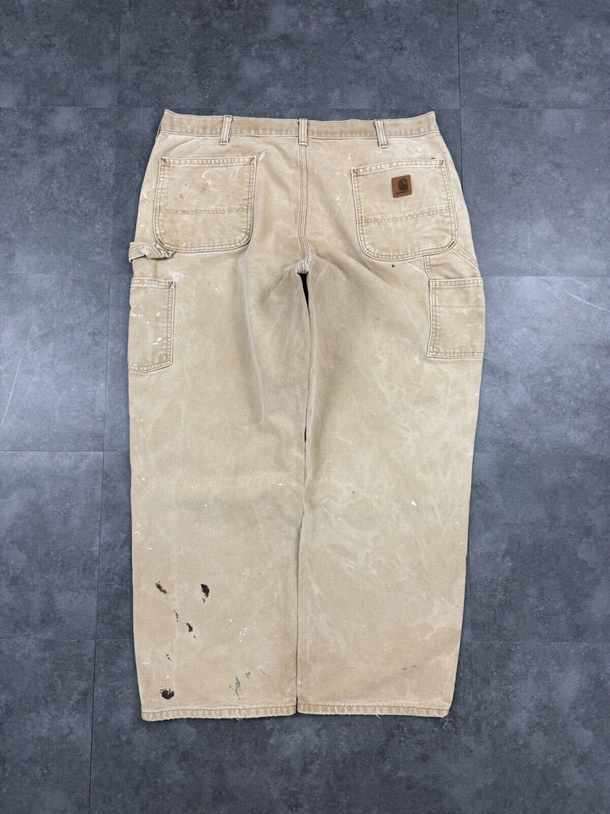 Vintage Carhartt Tan Brown Heavy Carpenter Baggy Trousers 38x30