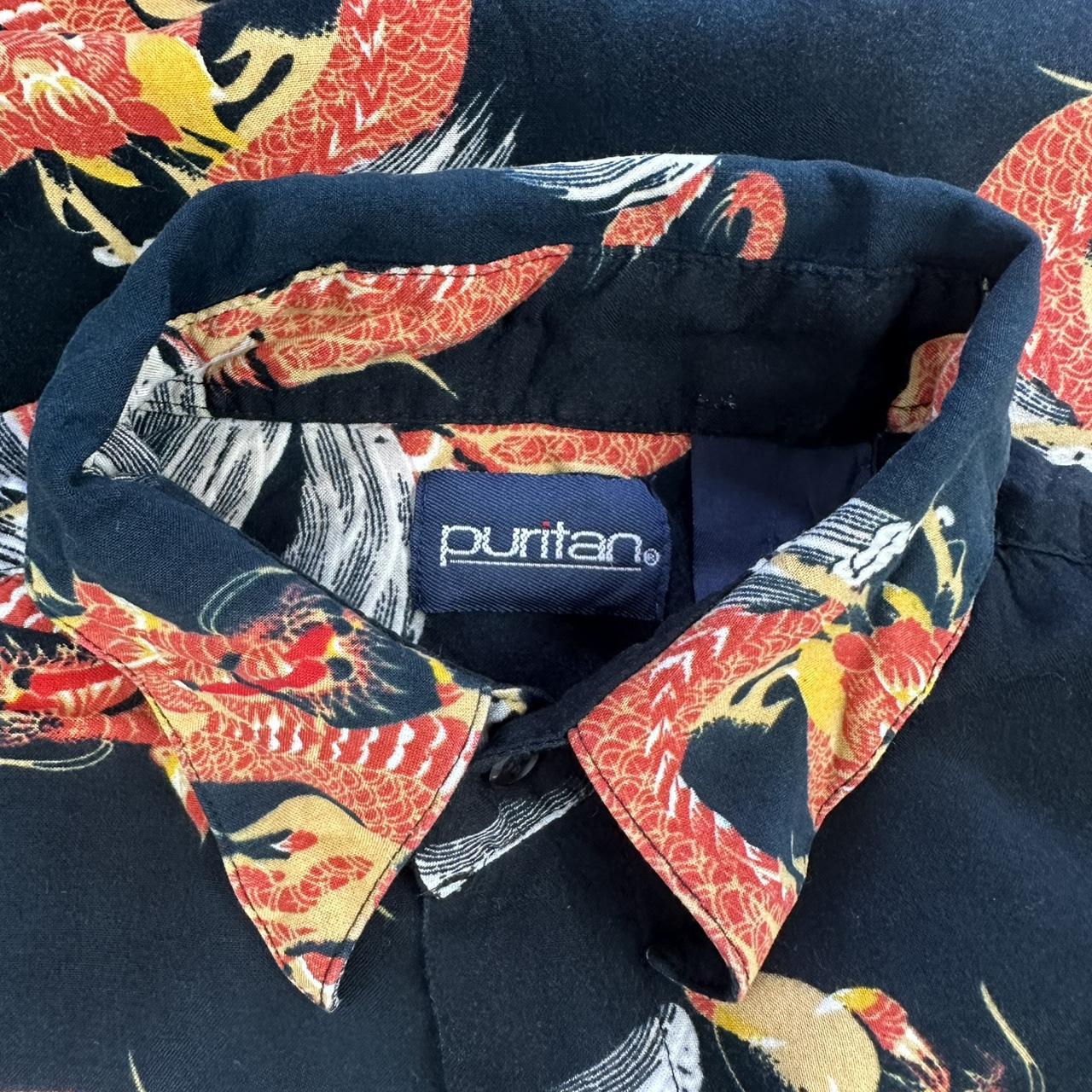 Puritan 2000s vintage 90s Y2K lightweight Summer racing button down bowling Shirt