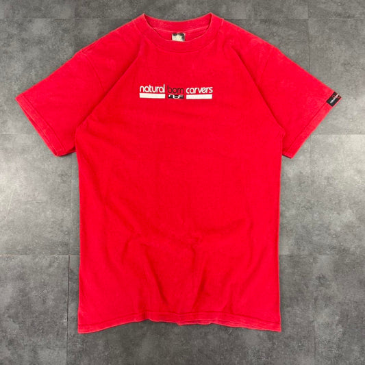 natural born carvers 2000s snowboarding Logo design graphic T shirt