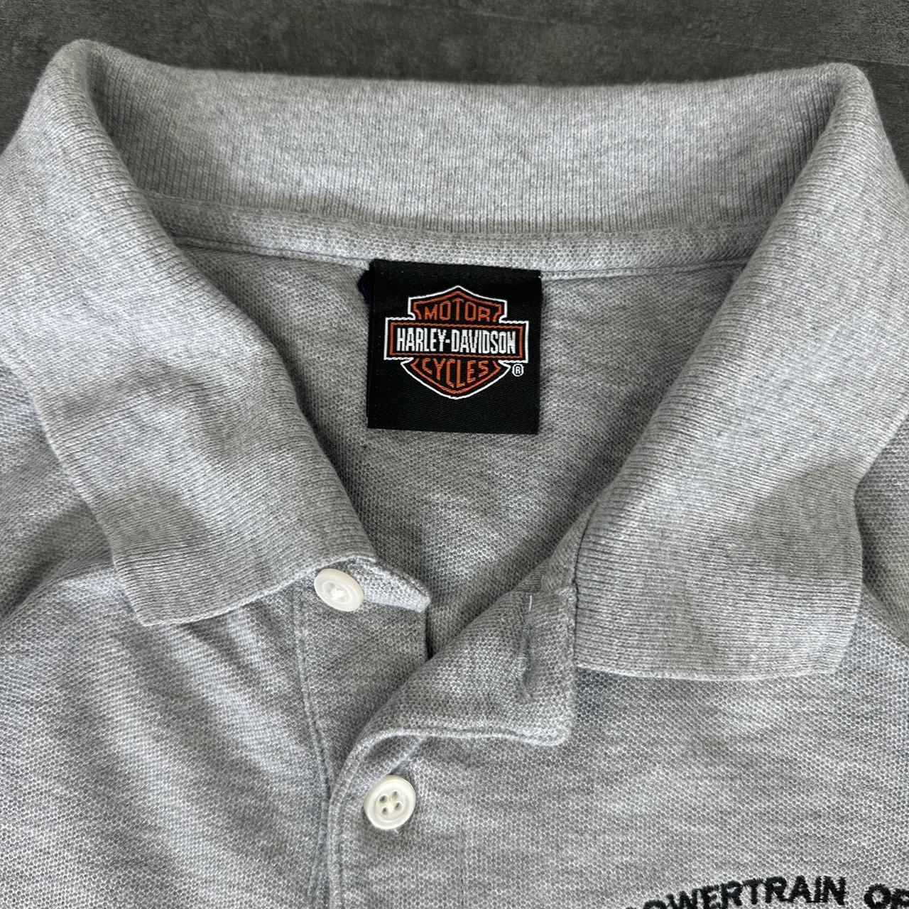 Harley Davidson 2000s biker motorcycle logo Spellout graphic collared T shirt