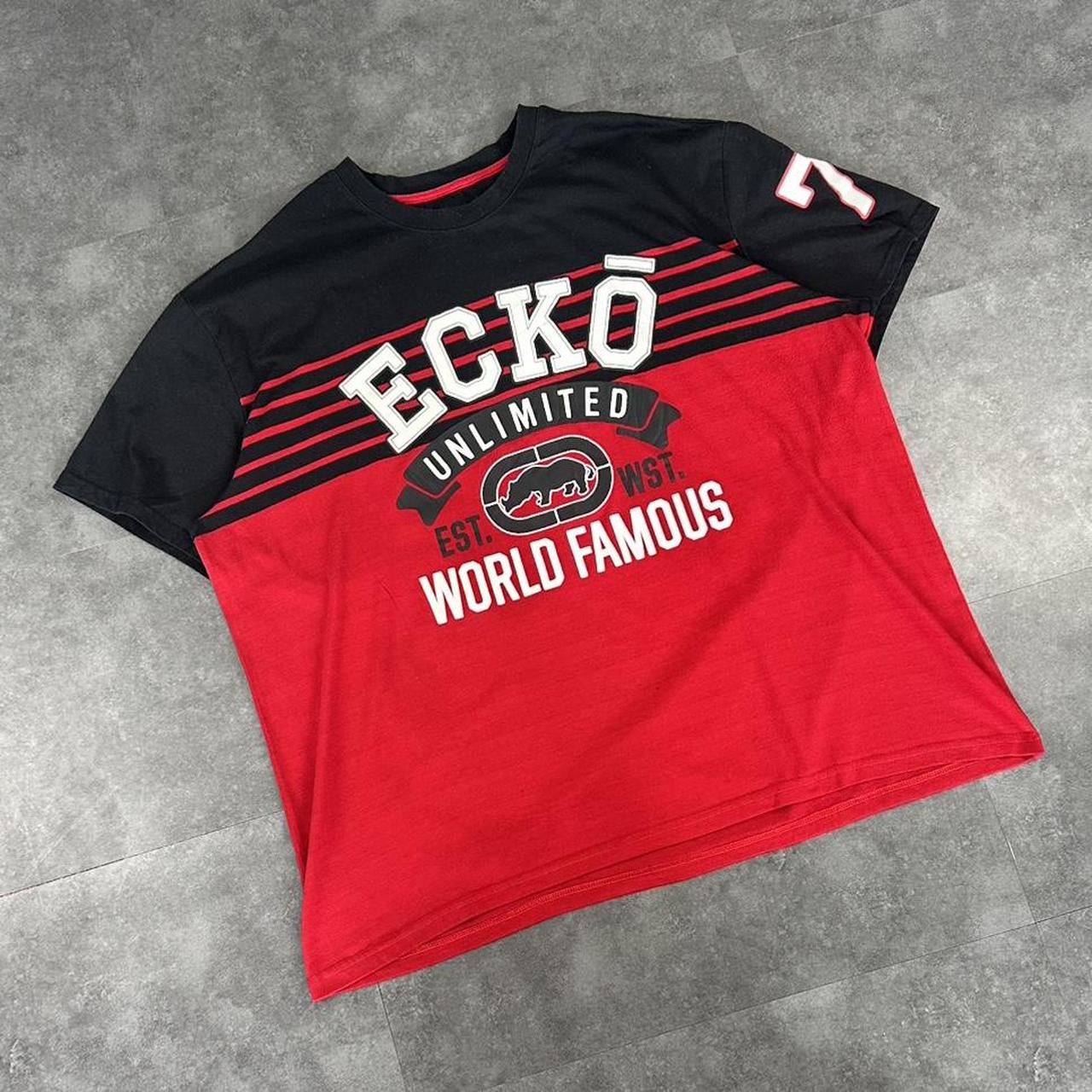 Ecko Unltd T 2000s Y2K logo print Jersey design graphic T shirt