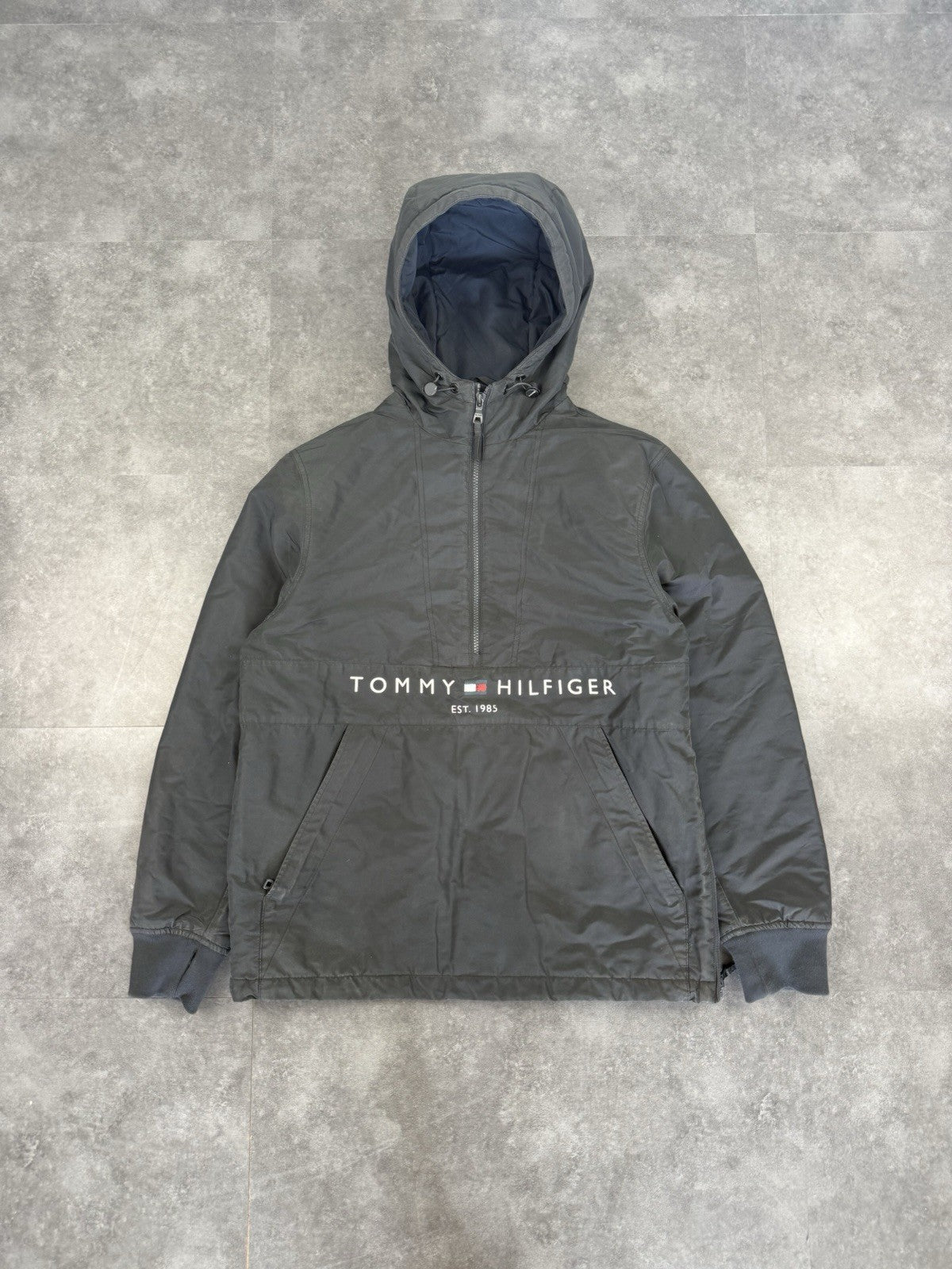 Tommy Hilfiger Padded Windbreaker Half Zip Water Resistant Hoodie Jacket