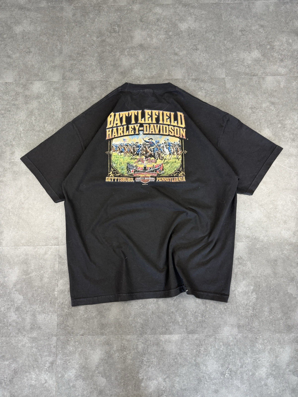 Harley Davidson Y2k Biker Grunge Spellout T-Shirt Battlefield Size XL