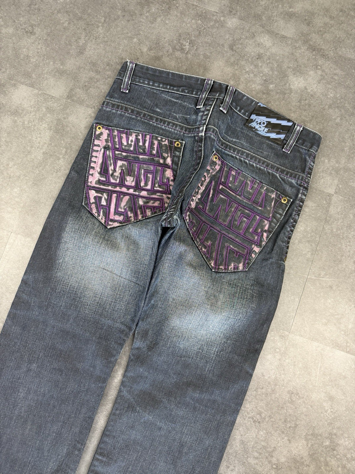 Two Angle 2000s Hip Hop Grunge Baggy Jeans 90s Y2K Vintage Skate Jeans 34W 33L