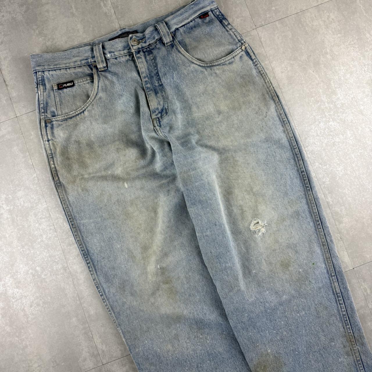 Fubu distressed hiphop 2000s embroidered jeans