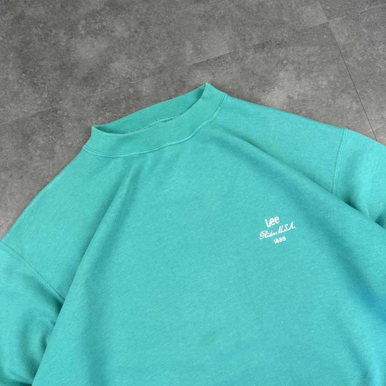 Vintage 2000s Lee Rider Turquoise Embroidered spellout Sweatshirt