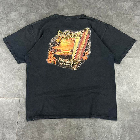 Anvil 90s Y2K Hawaii longboards Honduras print graphic logo shirt