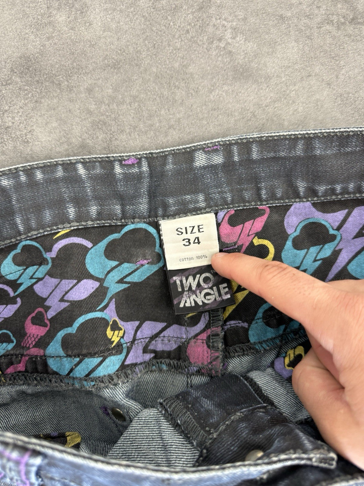 Two Angle 2000s Hip Hop Grunge Baggy Jeans 90s Y2K Vintage Skate Jeans 34W 33L