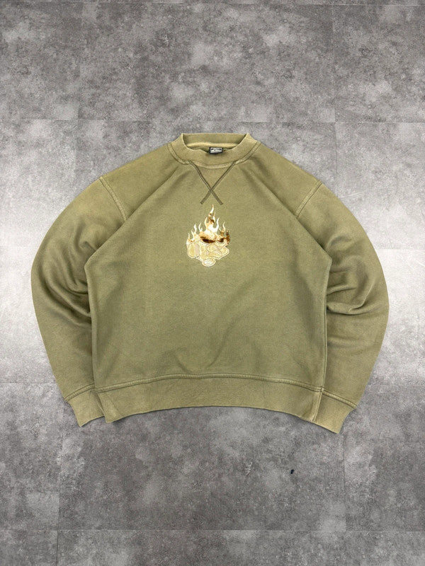 Quiksilver 2000s Embroidered Spellout Sweatshirt Old English Surf Skate Grunge Print