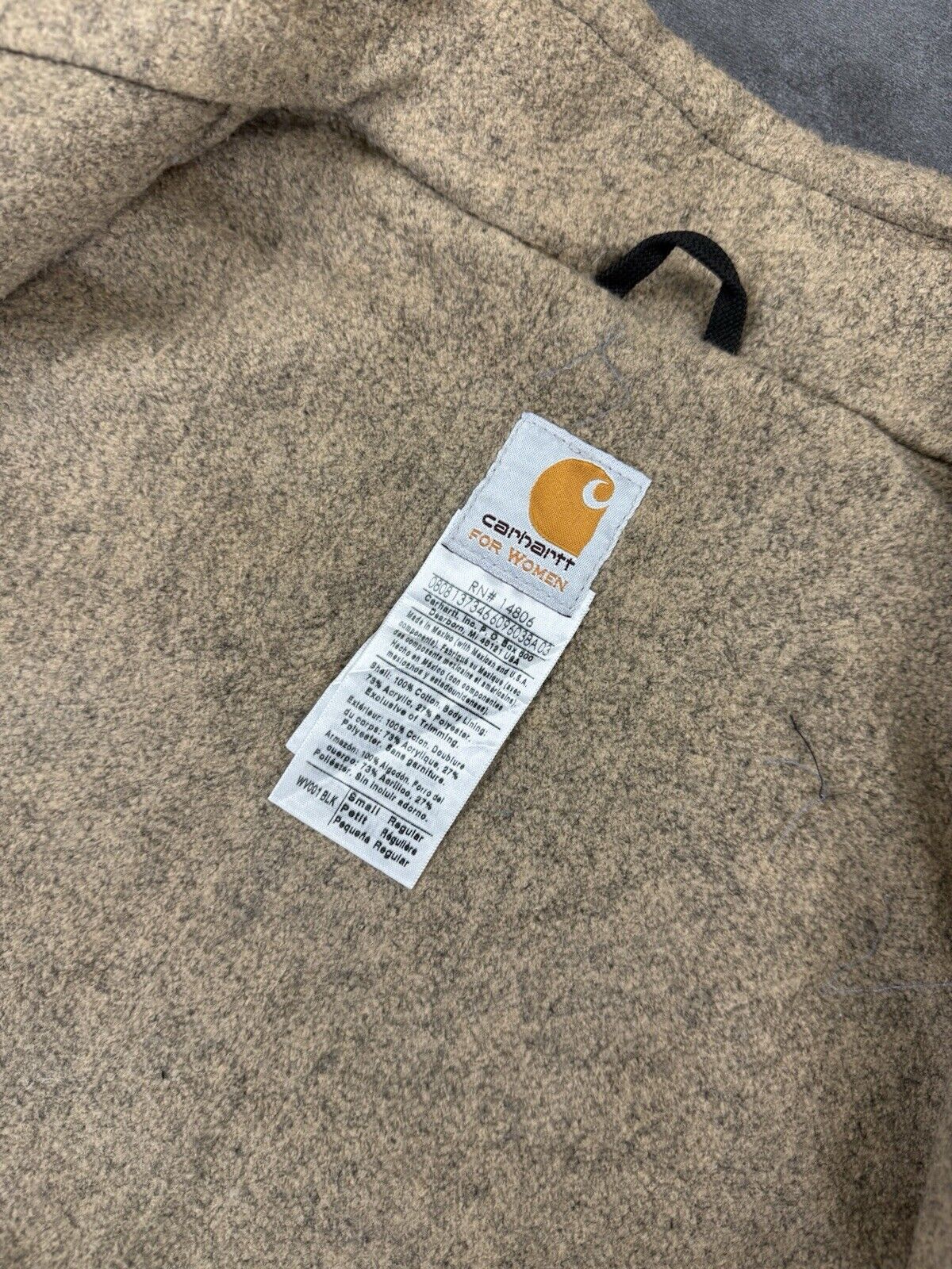 Carhartt Gilet Vest Black Fleece Sherpa Lined Chore Workwear Womens Jacket S