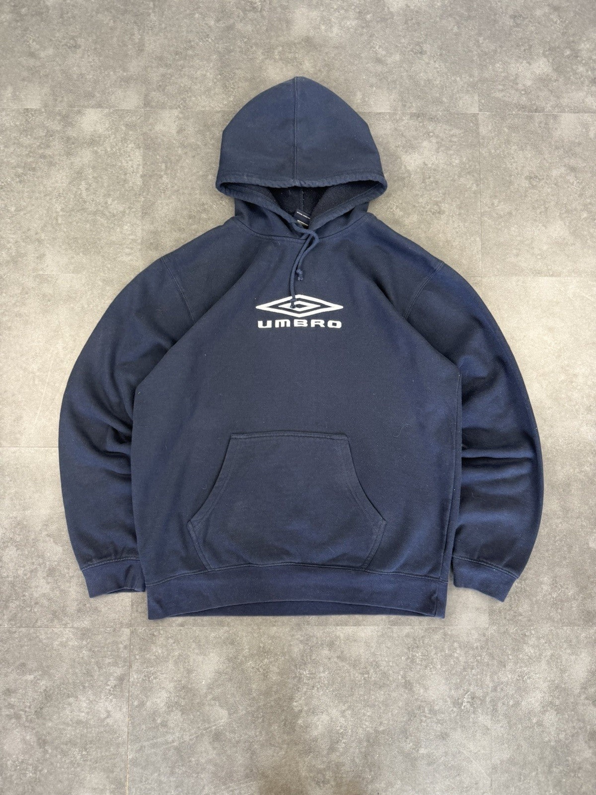 Umbro 2000s hoodie Vintage Navy Embroidered Logo Cotton Y2k 90s Mens L