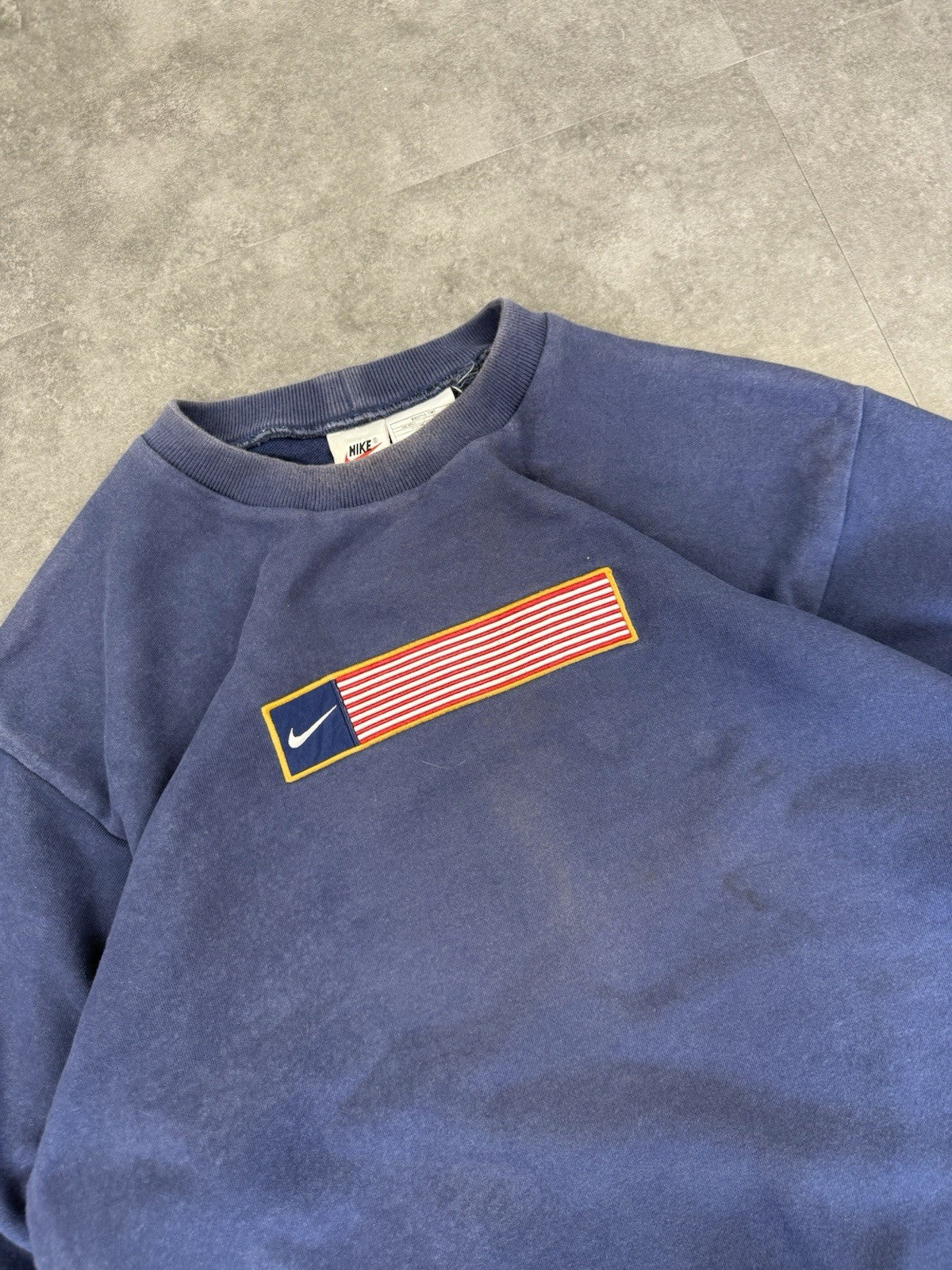 Vintage Nike USA Flag Sweatshirt Men's Medium White Tag Olympics Embroidered 90s