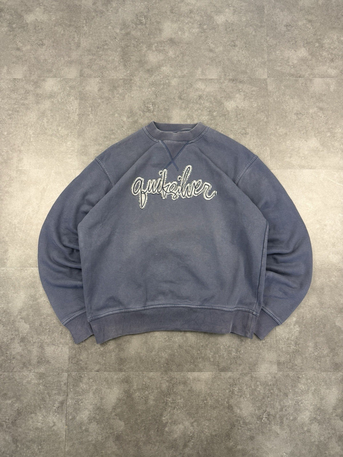 Vintage Quicksilver Sweatshirt 90s Y2k Surf Embroidered Logo Blue Size Large