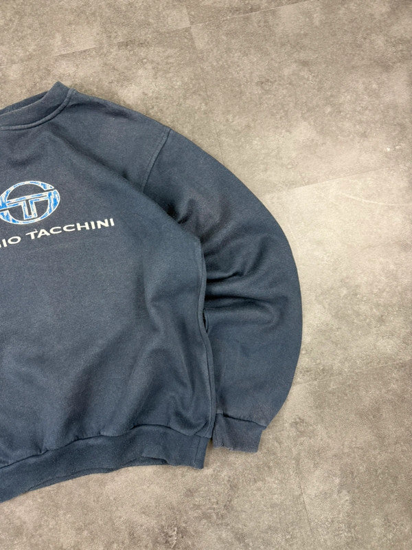 Sergio Tacchini Vintage 90s Spellout Sweatshirt Y2k Embroidered Logo