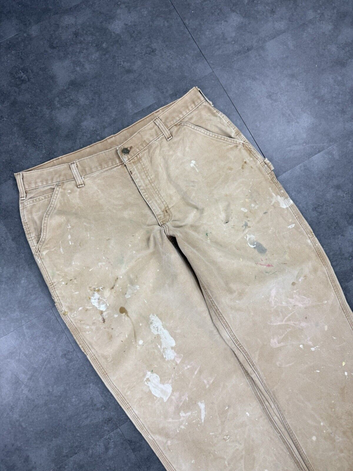 Vintage Carhartt Tan Brown Heavy Carpenter Baggy Trousers 38x30