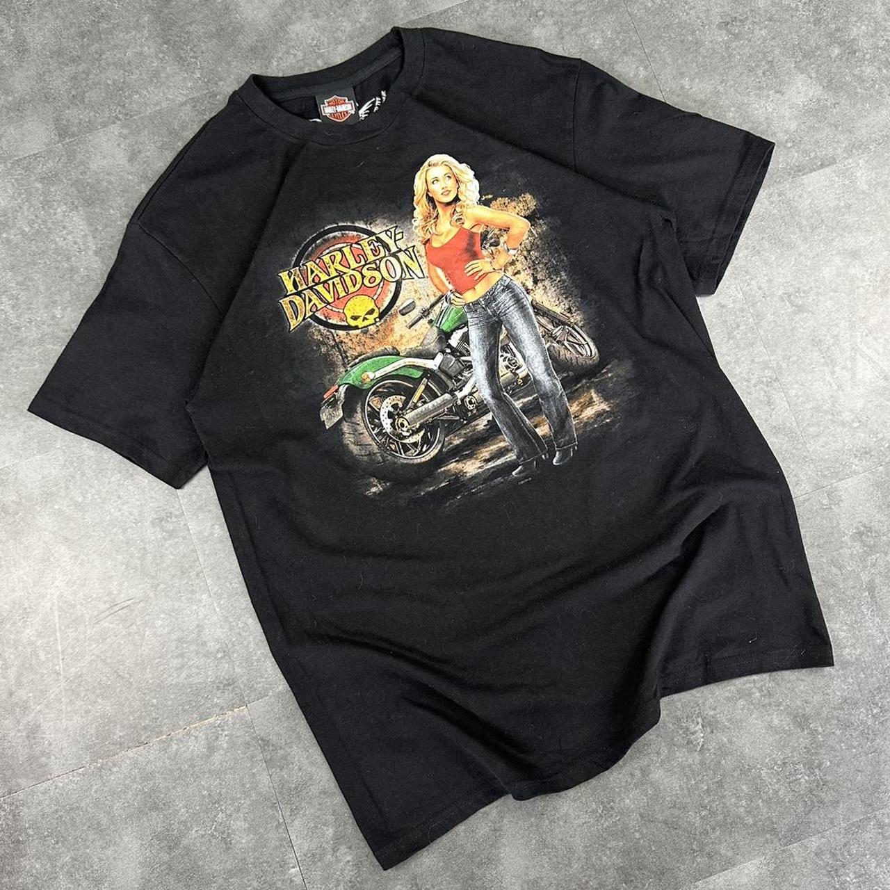 Harley Davidson 2000s biker motorcycle logo Spellout graphic T shirt